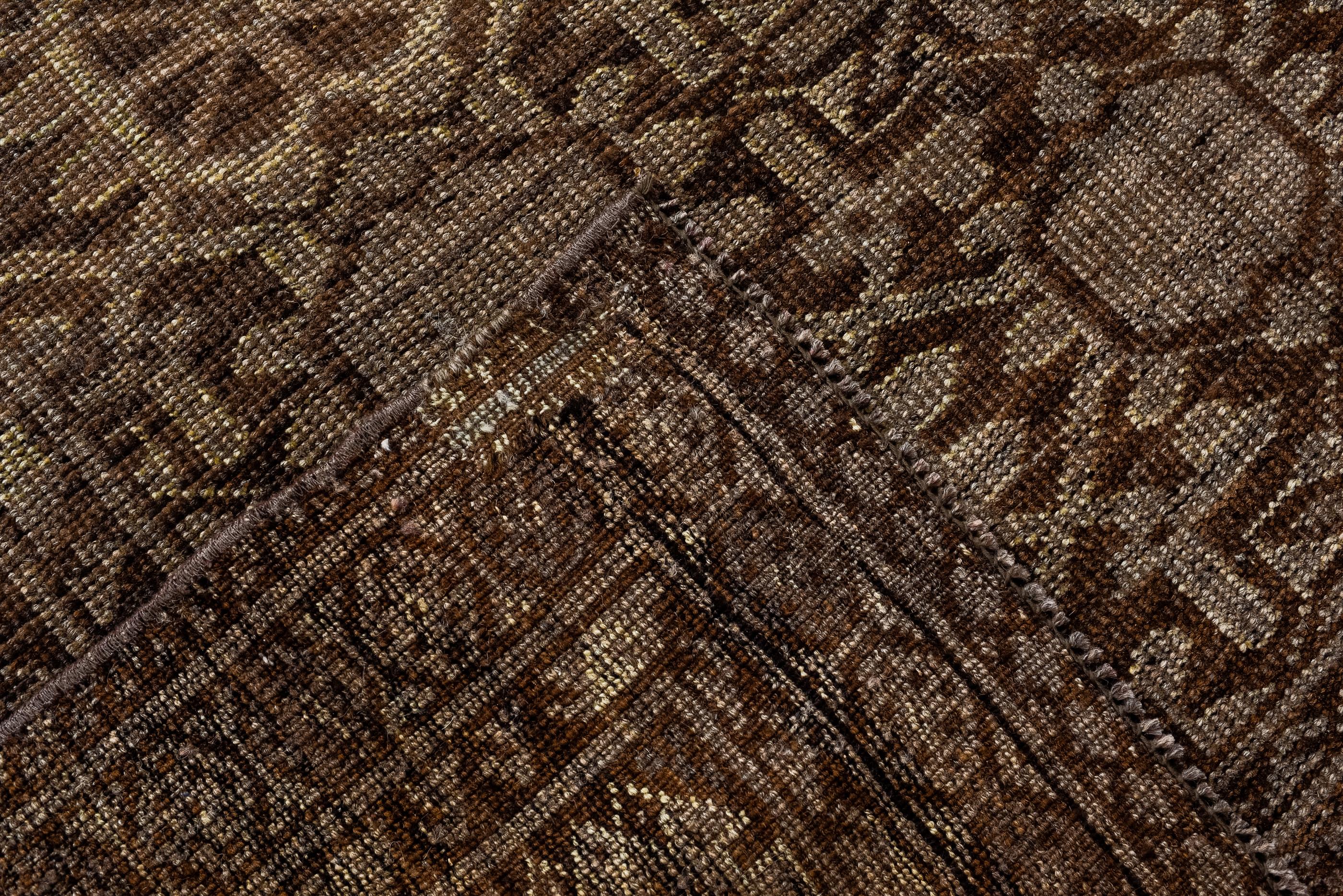 20th Century Vintage Ersari Rug with Khani Floral Rosettes and Dark Brown Colors