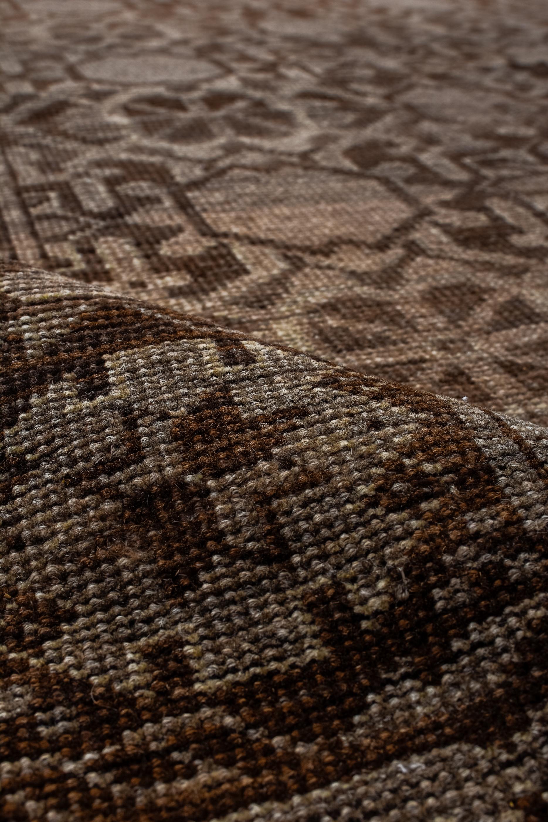 Wool Vintage Ersari Rug with Khani Floral Rosettes and Dark Brown Colors