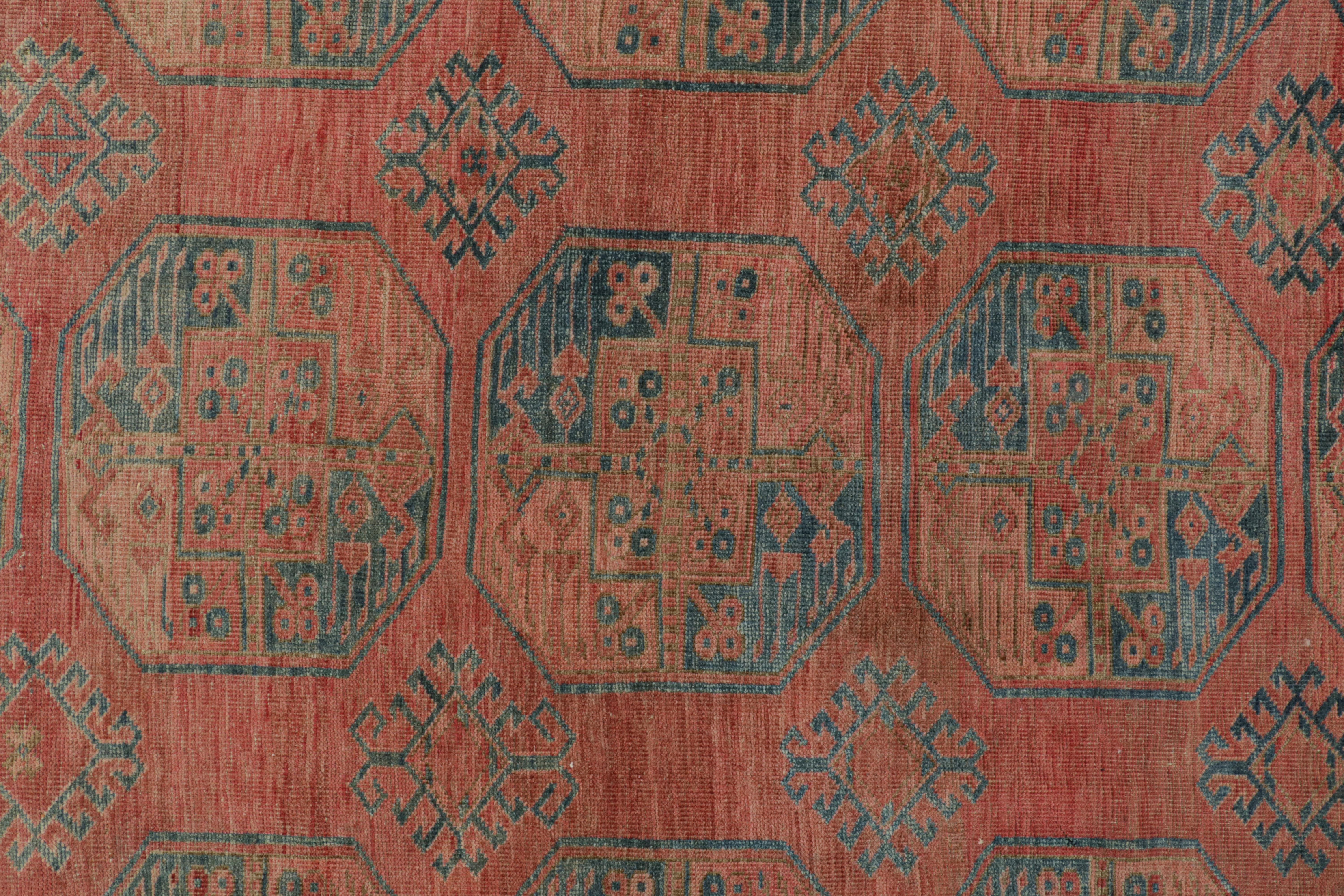 Turkish Vintage Ersari Rug with Red and Blue Geometric Medallions, from Rug & Kilim For Sale