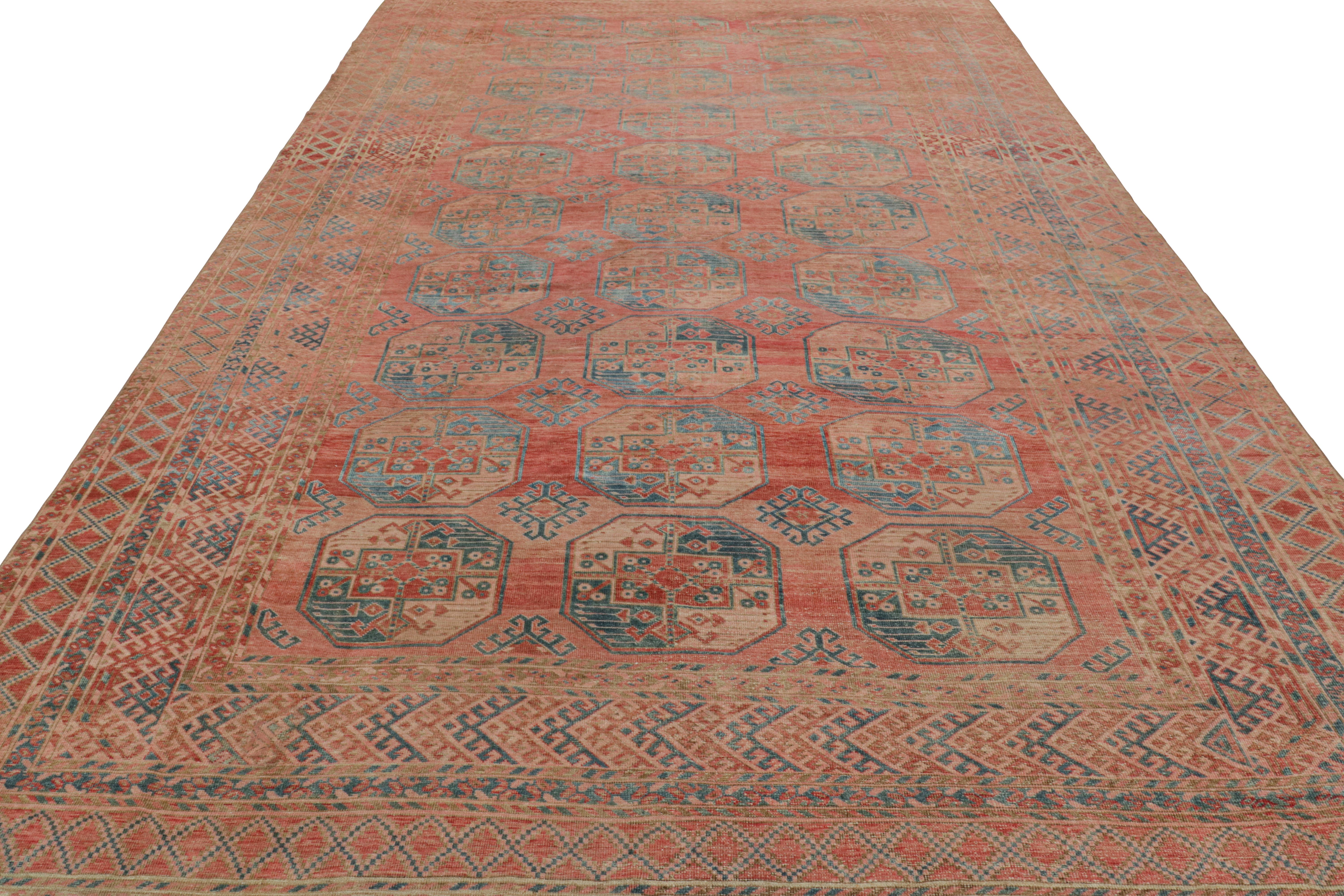 Vintage Ersari Rug with Red and Blue Geometric Medallions, from Rug & Kilim In Good Condition In Long Island City, NY