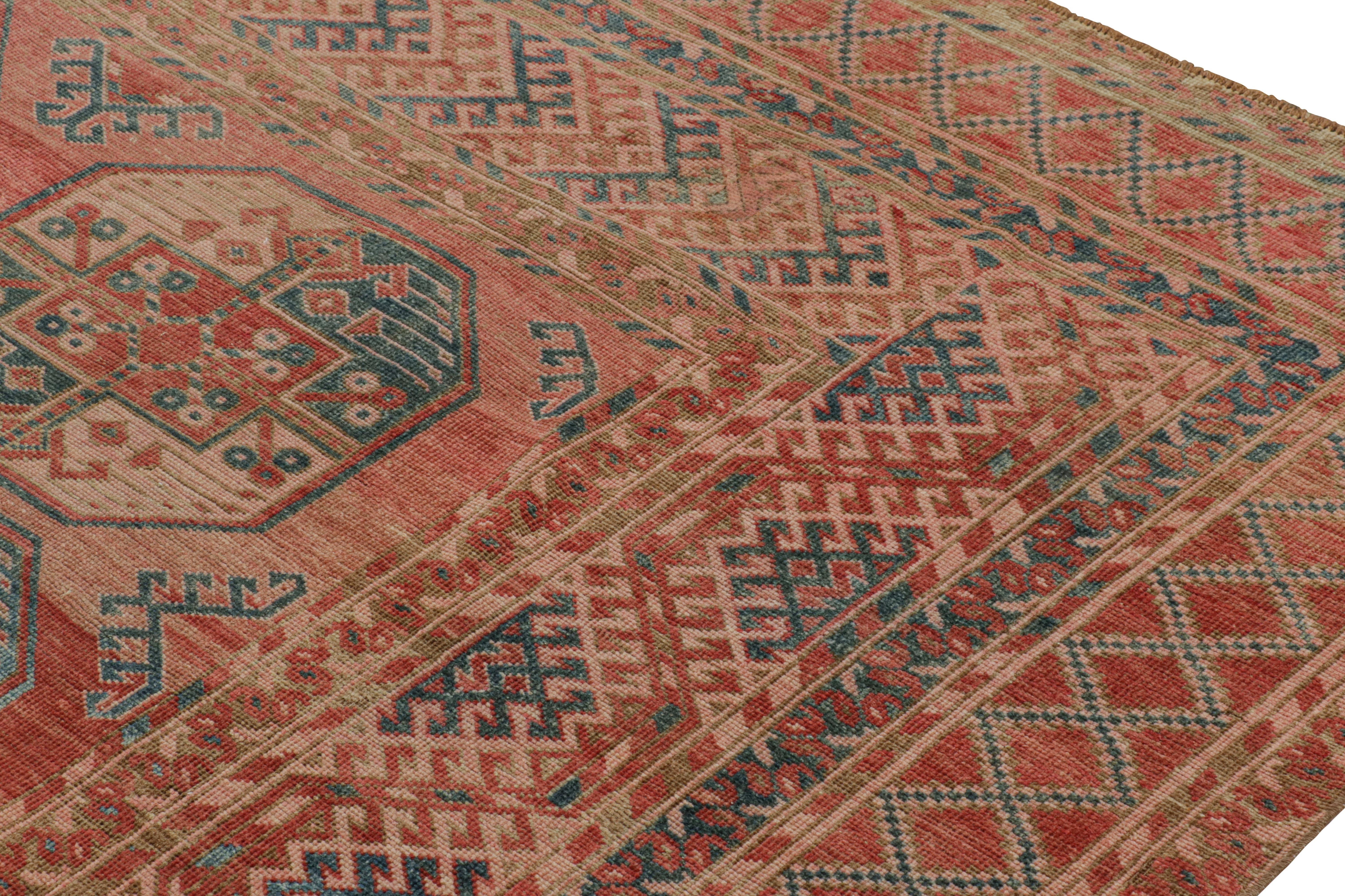 Mid-20th Century Vintage Ersari Rug with Red and Blue Geometric Medallions, from Rug & Kilim For Sale