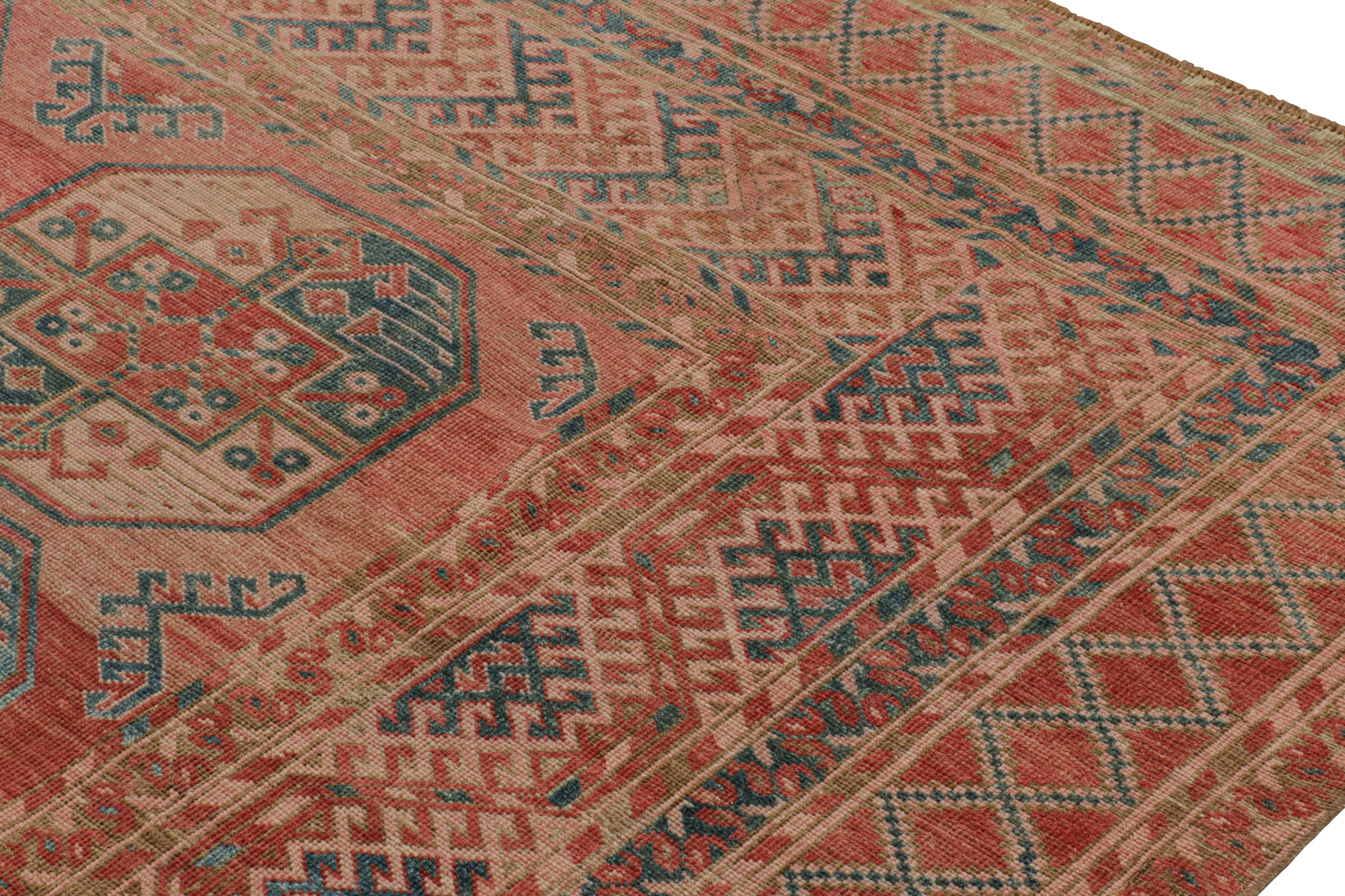Mid-20th Century Vintage Ersari Rug with Red and Blue Geometric Medallions, from Rug & Kilim