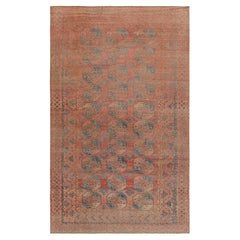 Alter Ersari-Teppich mit roten und blauen geometrischen Medaillons, von Rug & Kilim