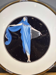 Vintage Erté “Moonlight” Porcelain Collector Plate, Art Deco, 1988