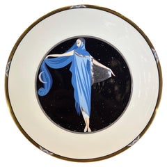 Vintage Erté “Moonlight” Porcelain Collector Plate, Art Deco, 1988