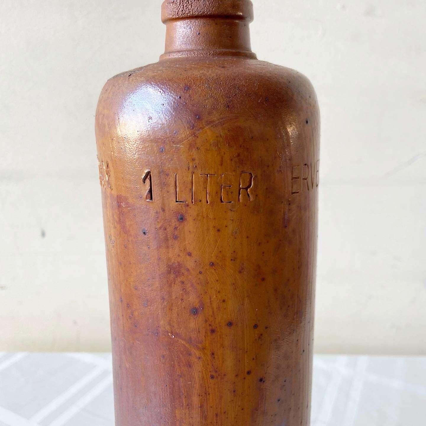 Mid-20th Century Vintage Erven Lucas Amsterdam 1 Liter Clay Bottle For Sale