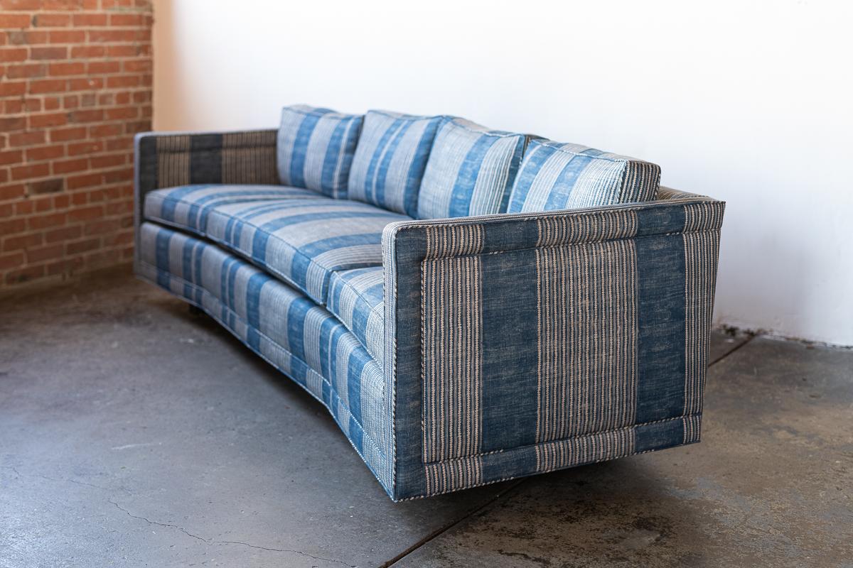 Mid-Century Modern Vintage Erwin Lambeth Sofa Recovered in Blue Robert Kime Fabric