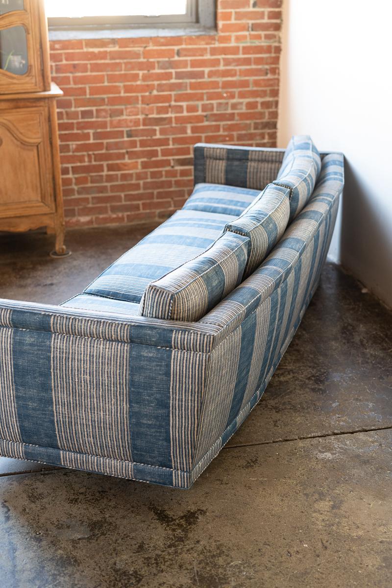 Mid-20th Century Vintage Erwin Lambeth Sofa Recovered in Blue Robert Kime Fabric