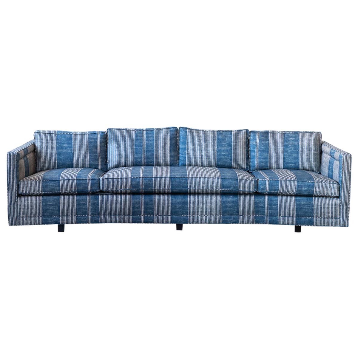 Vintage Erwin Lambeth Sofa Recovered in Blue Robert Kime Fabric