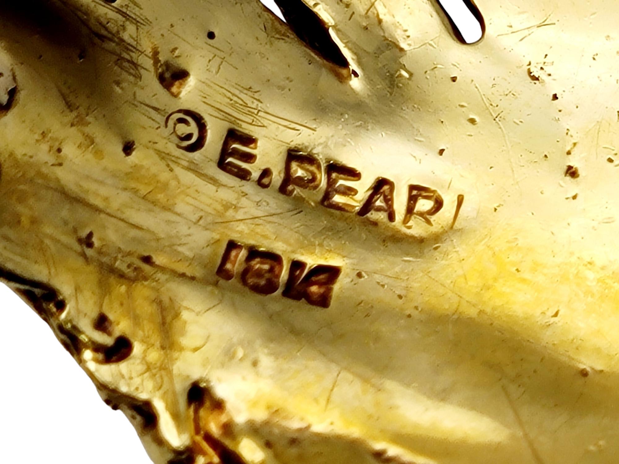 Pendentif broche tête de bélier vintage Erwin Pearl avec yeux en diamant en or 18 carats en vente 2
