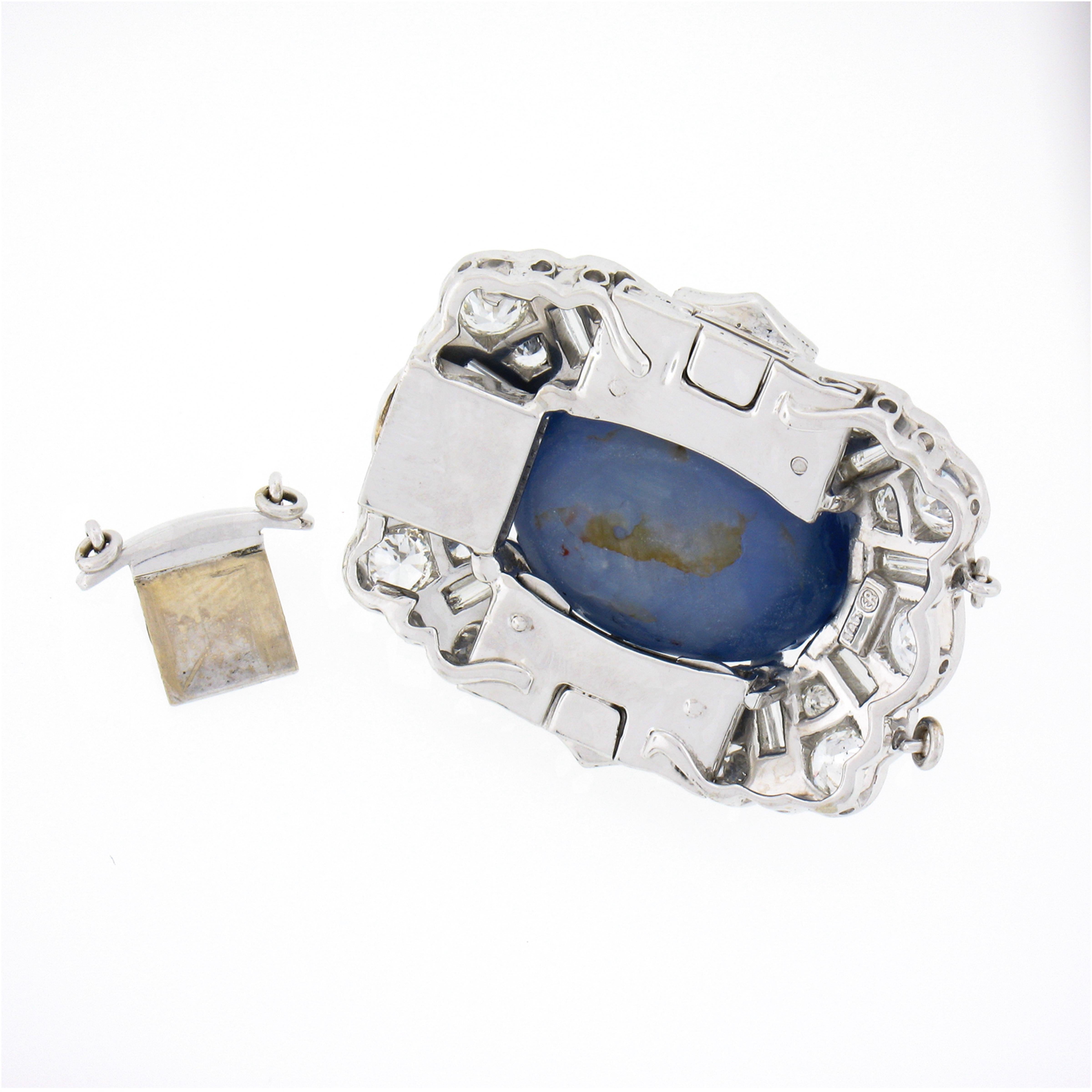 Women's or Men's Vintage Erwin Reu Co 14k Gold GIA Cabochon Star Sapphire Diamond 2 Strand Clasp For Sale