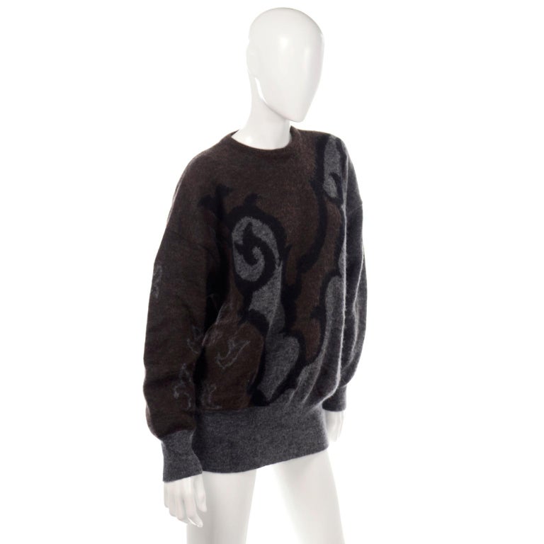 Vintage Escada Abstract Pullover Grey and Brown Sweater designed by