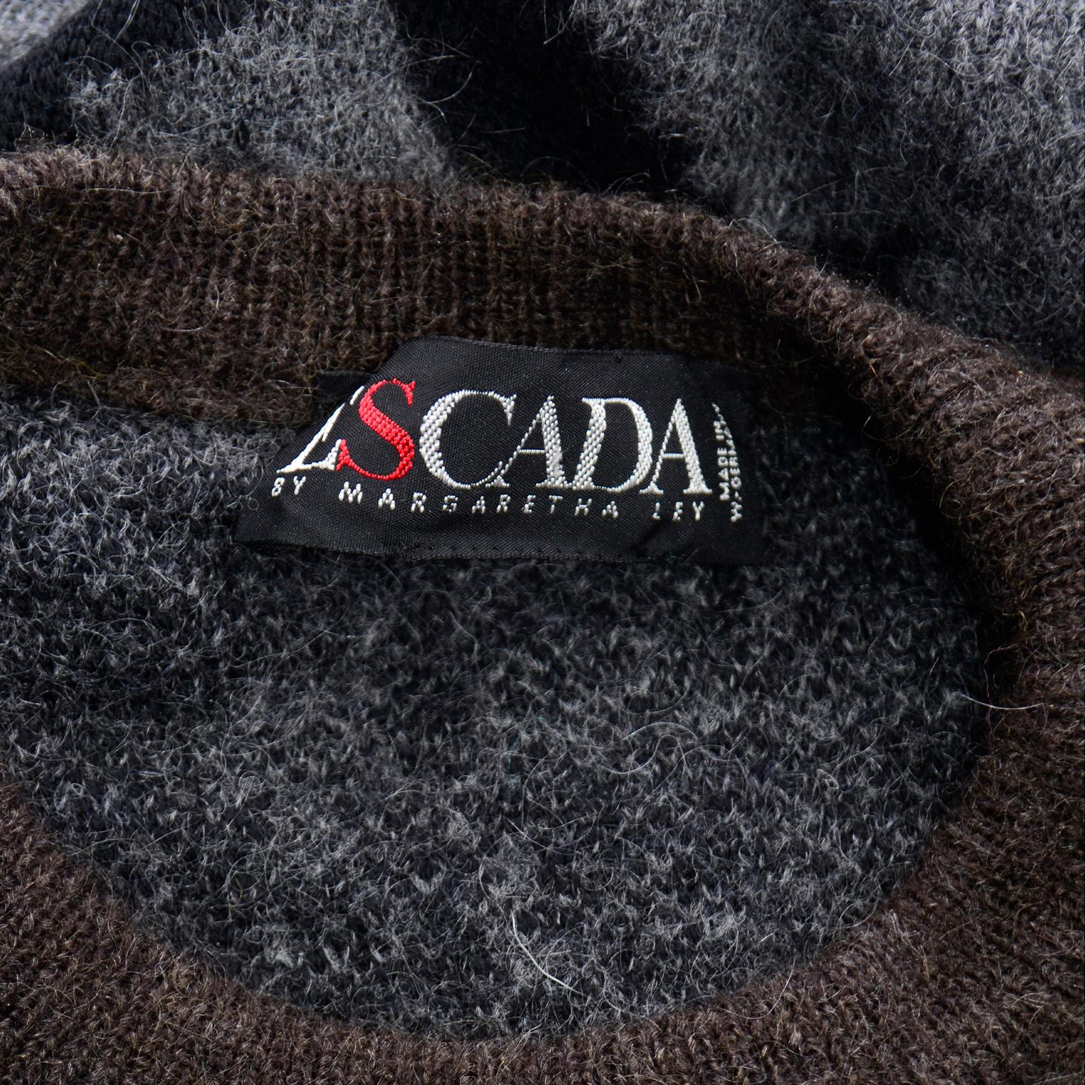 Jersey Vintage Escada Abstract Gris y Marrón diseñado por Margaretha Ley en venta 4