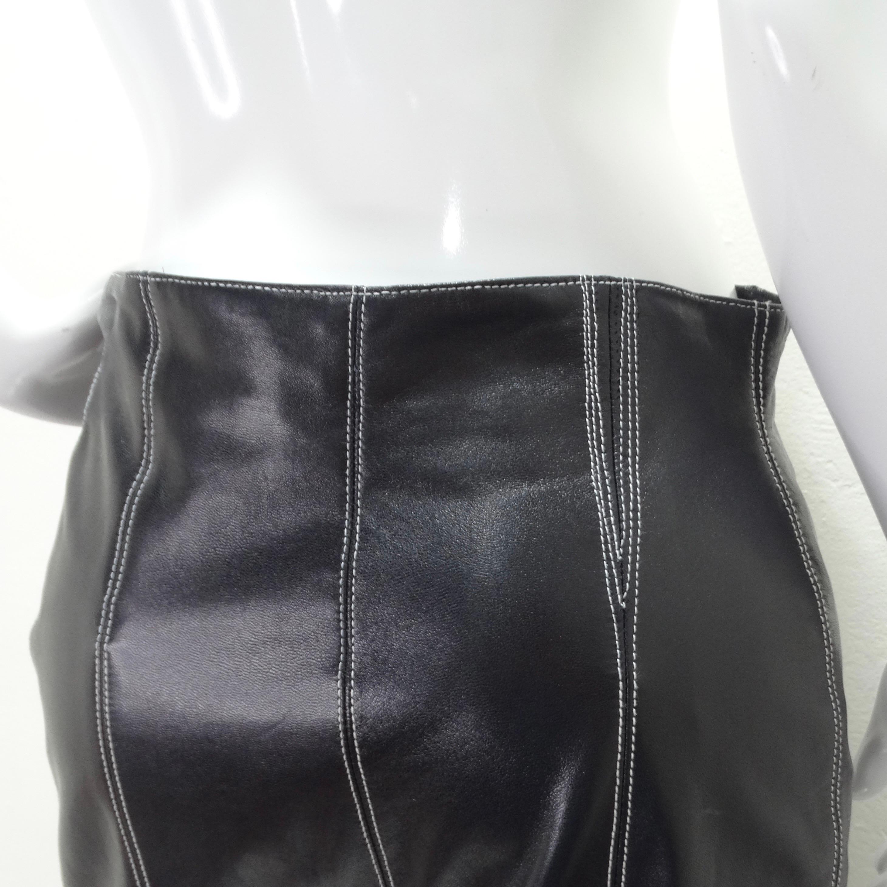 Vintage Escada Black Leather Pencil Skirt For Sale 3