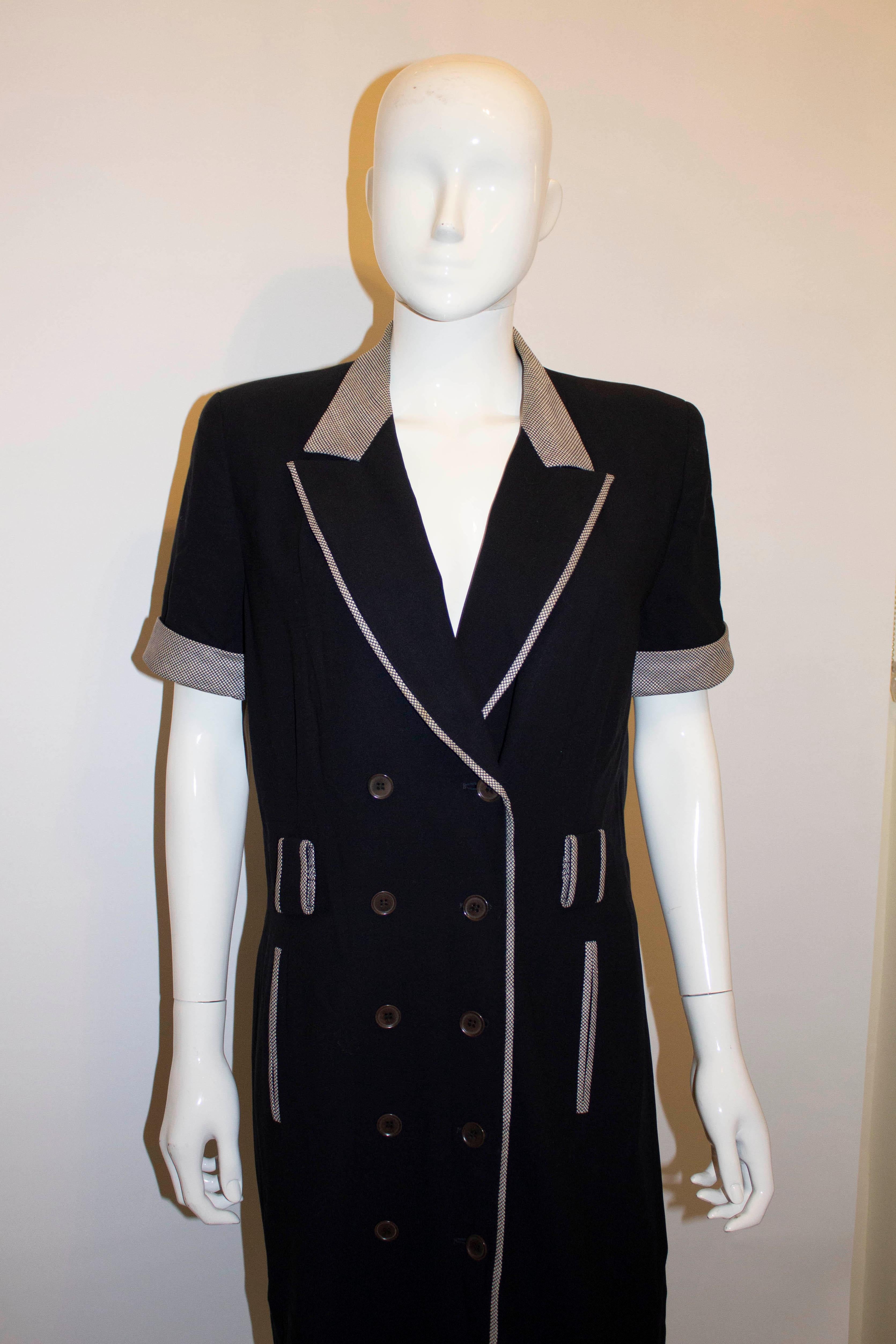 Black Vintage Escada Blue and White Dress For Sale