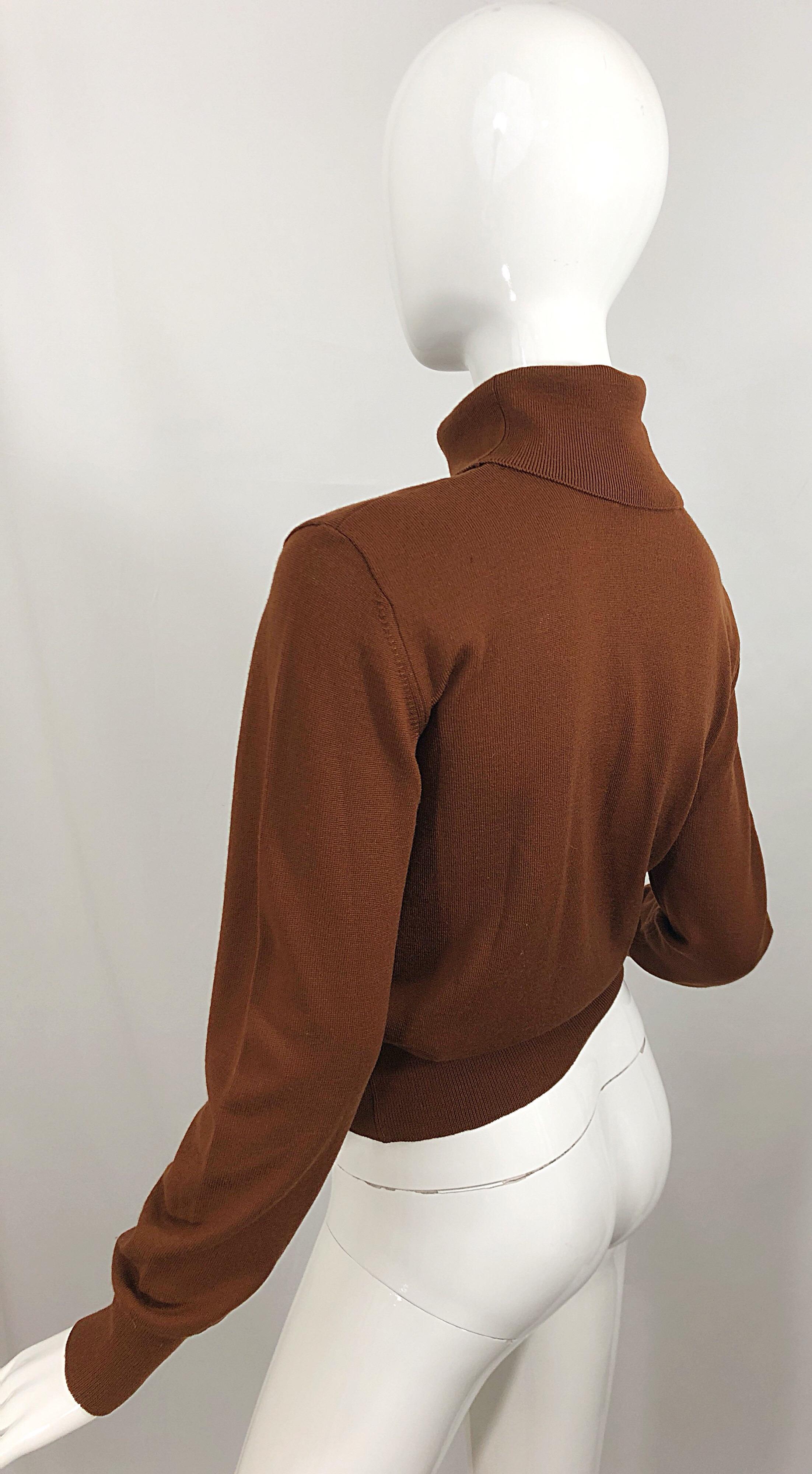 Vintage Escada by Margaretha Ley 1990s Caramel Brown Wool Turltleneck Sweater For Sale 4