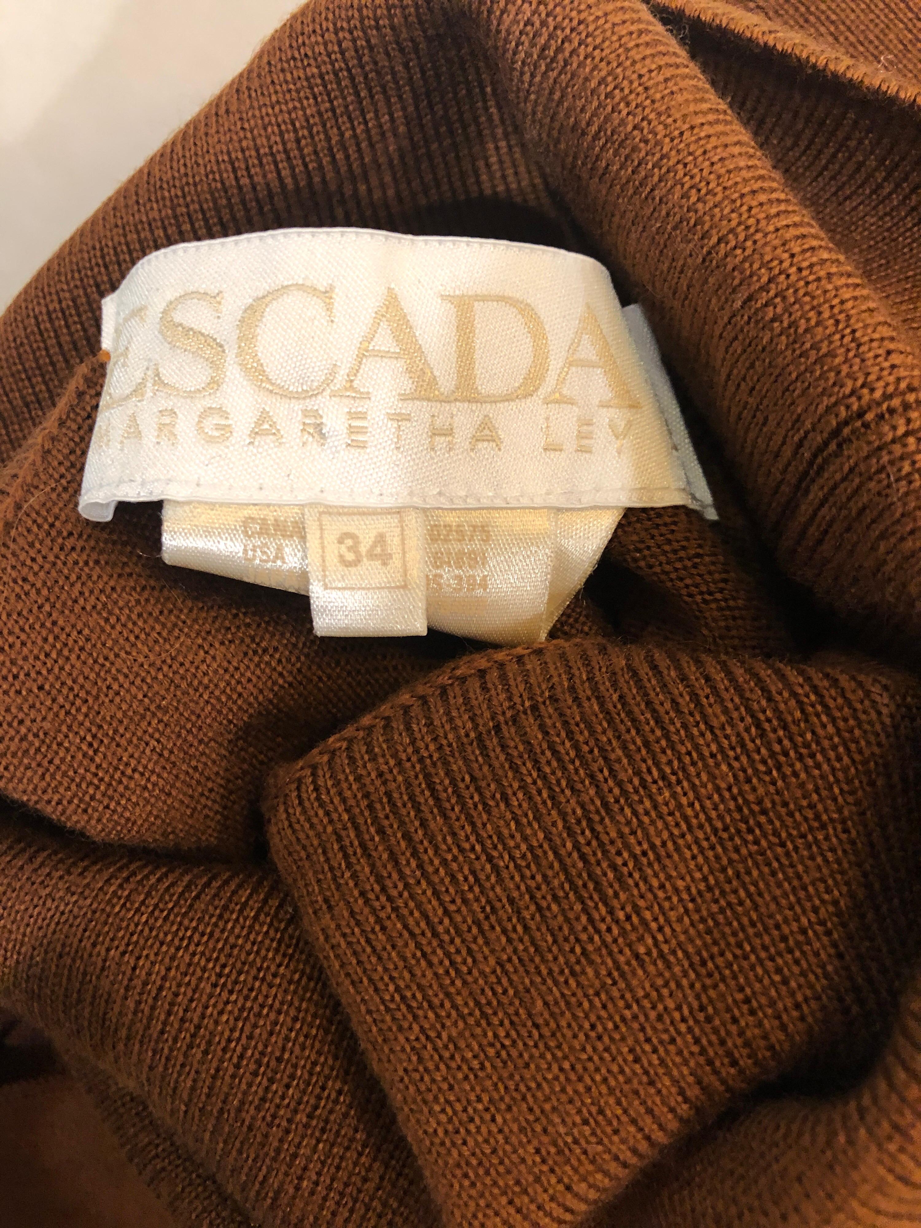 Vintage Escada by Margaretha Ley 1990s Caramel Brown Wool Turltleneck Sweater For Sale 6