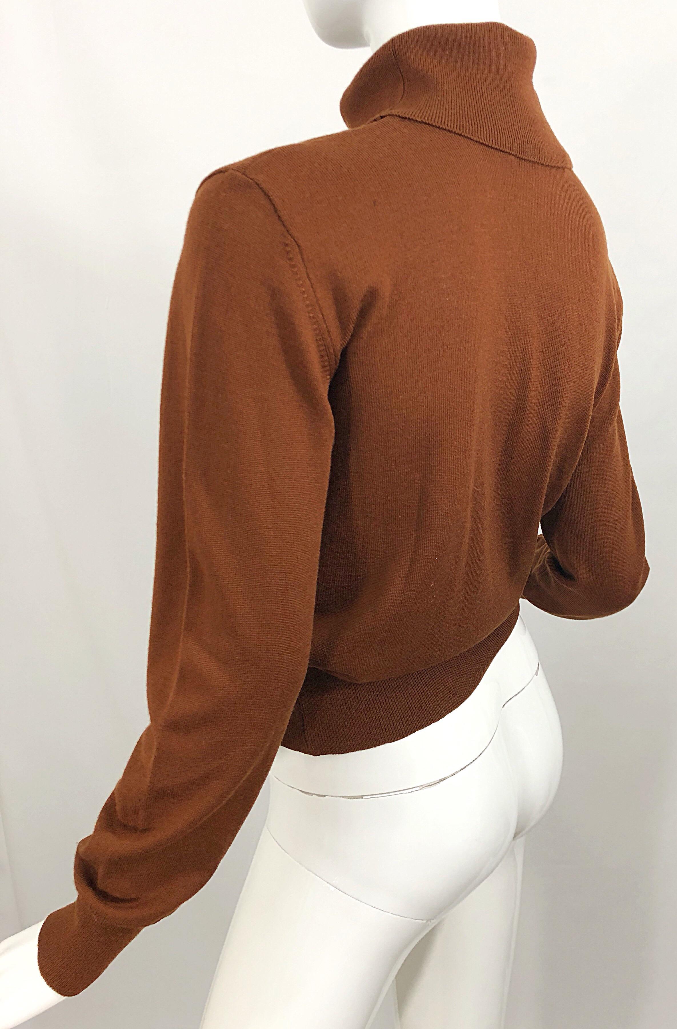 Vintage Escada by Margaretha Ley 1990s Caramel Brown Wool Turltleneck Sweater In Excellent Condition For Sale In San Diego, CA
