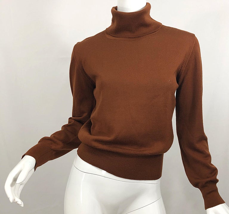 Vintage Escada by Margaretha Ley 1990s Caramel Brown Wool Turltleneck  Sweater For Sale at 1stDibs | brown sweater vintage, caramel brown sweater,  escada margaretha ley sweater