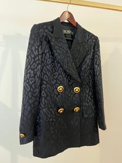 Vintage Escada by Margaretha Ley Double-Breasted Leopard Jacquard Blazer