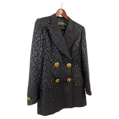 Vintage Escada by Margaretha Ley Double-Breasted Leopard Jacquard Blazer