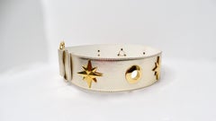 Vintage Escada Champagne Metallic Gold Star Charm Leather Waist Belt