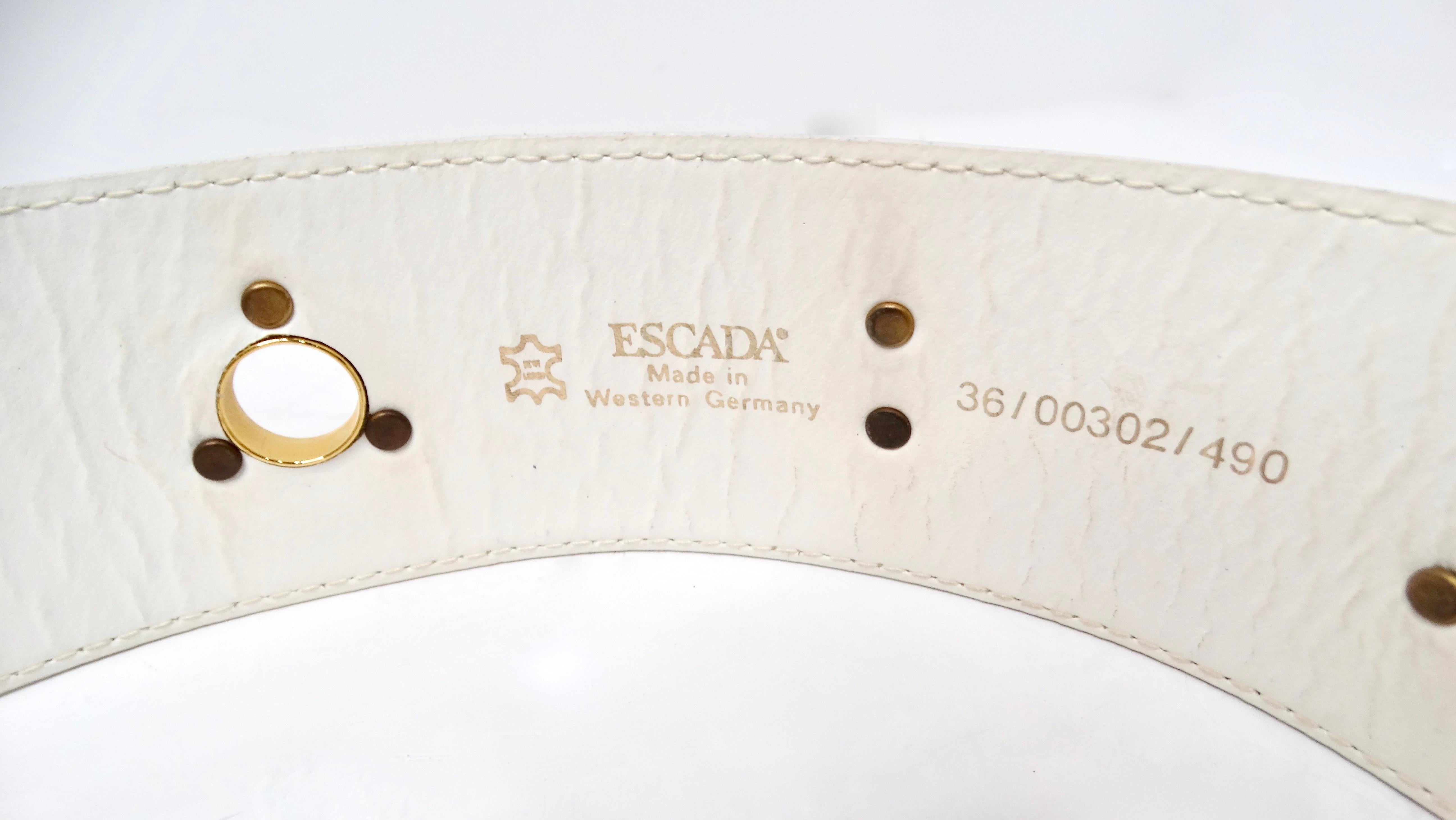 Ceinture vintage Escada Champagne métallique or avec breloque étoile en cuir en vente 1