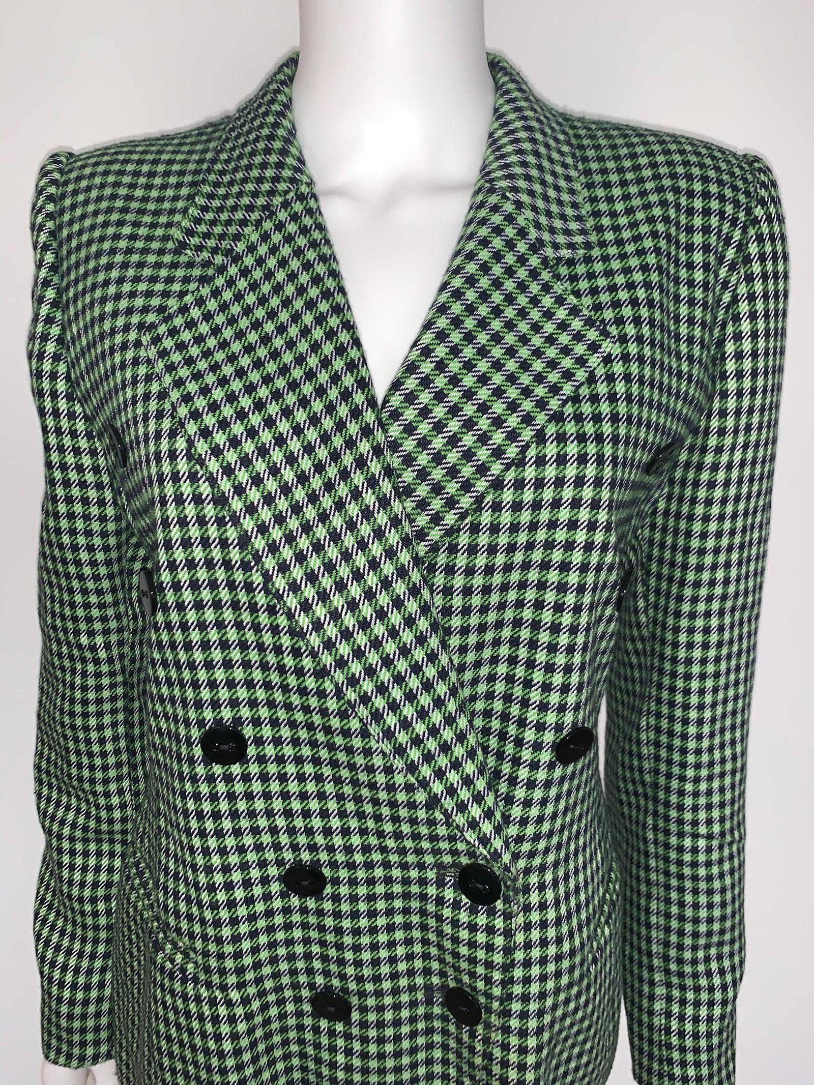 Black Vintage Escada Couture Wool checked Jacket  For Sale