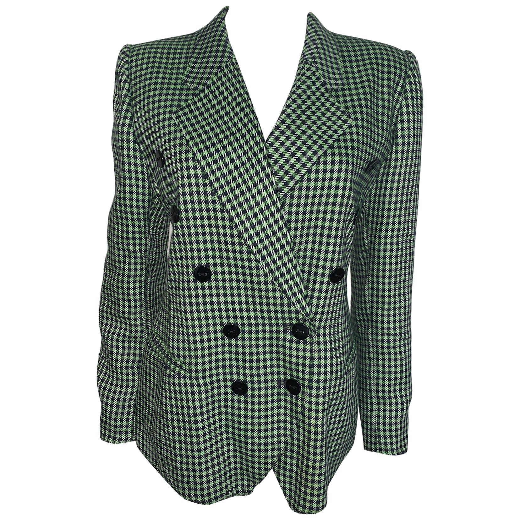 Vintage Escada Couture Wool checked Jacket  For Sale