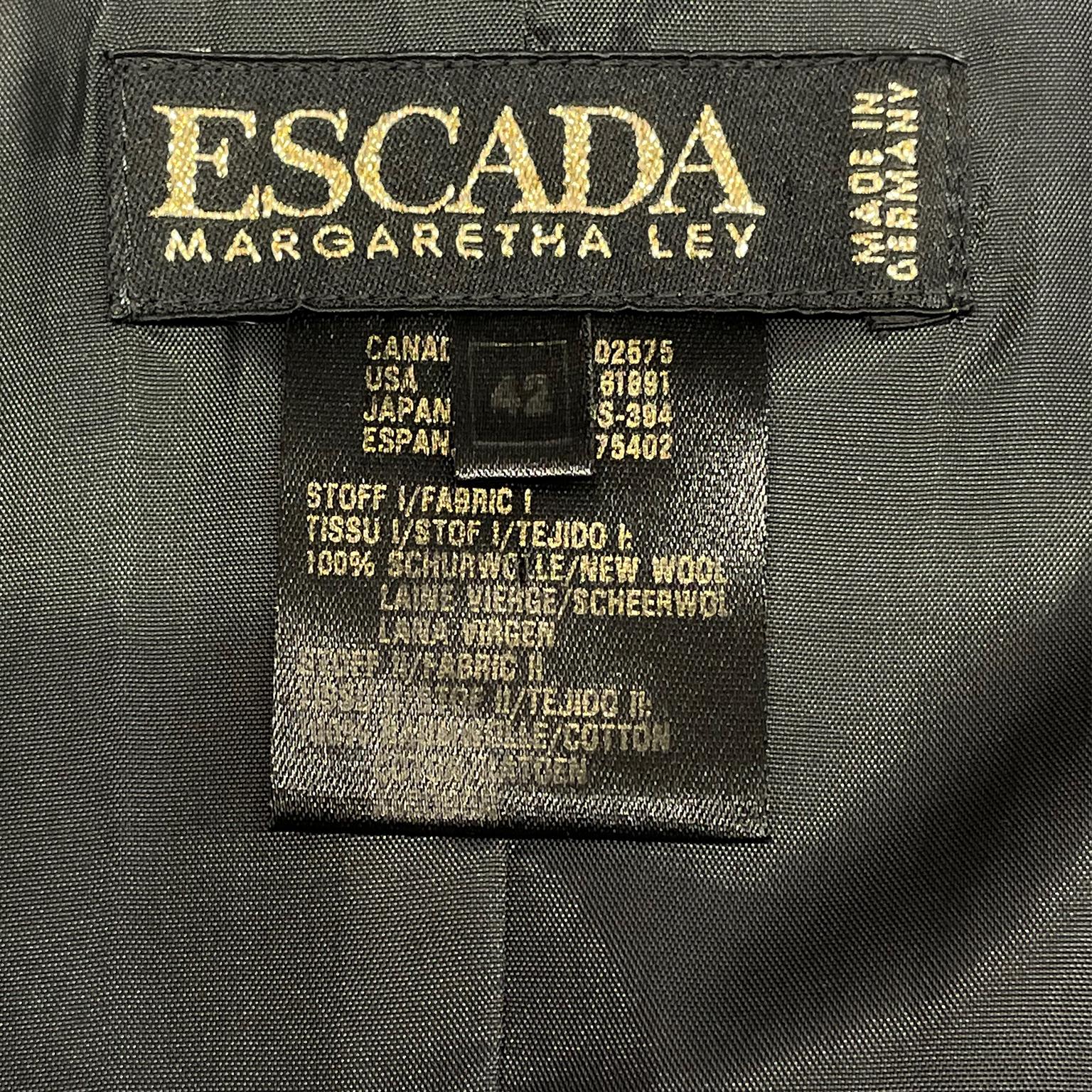 Vintage Escada Day Dress W Gold Monogram Buttons & Removable Collar & Cuffs 7