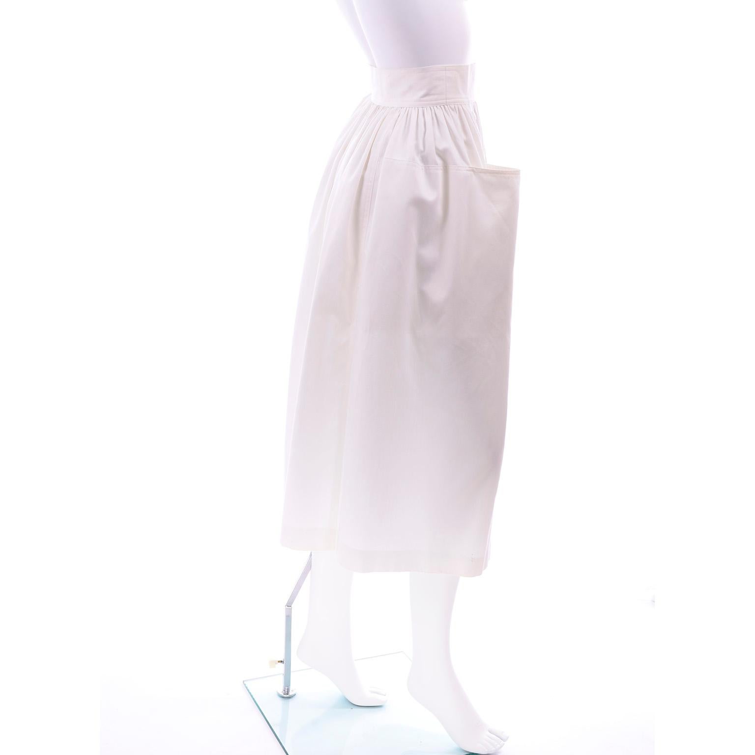 Vintage Escada Deadstock White Cotton Skirt w Front Pockets New With Tags  2