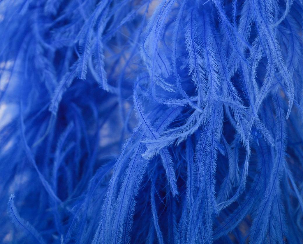 Vintage Escada Electric Blue Ostrich Feather Boa In Excellent Condition For Sale In Sheffield, GB