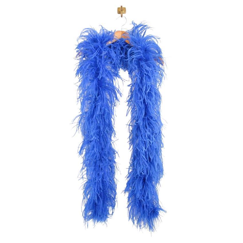 Vintage Escada Electric Blue Ostrich Feather Boa For Sale