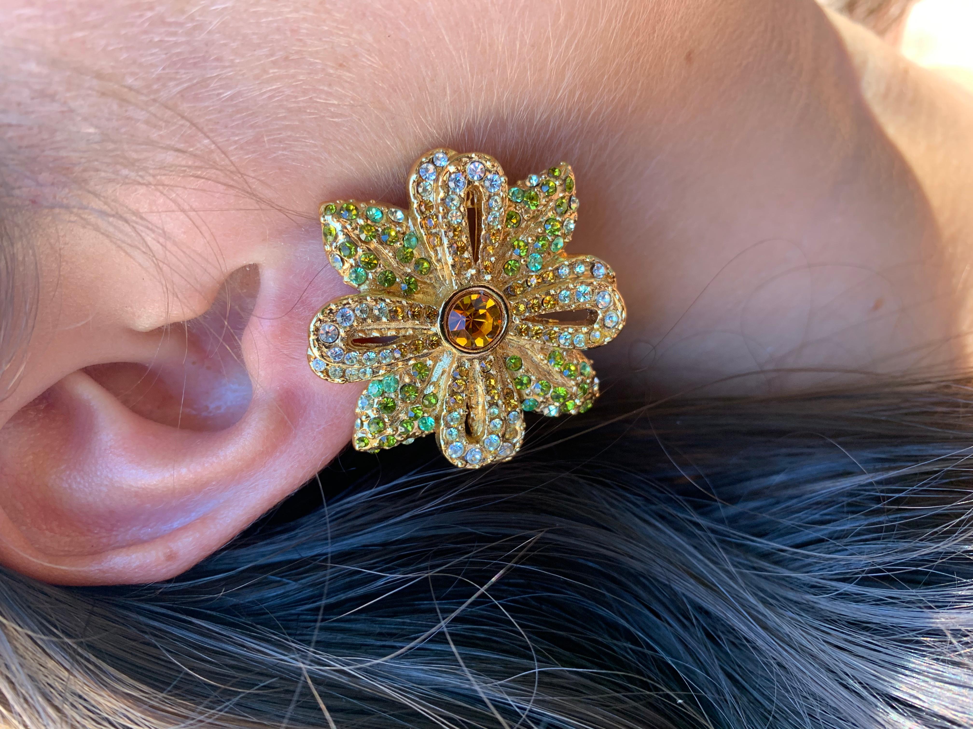 Vintage Escada Flower Earrings, 1980s For Sale 2