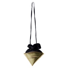 Vintage Escada Gold Metallic Leather Cone Style Drawstring Evening Bag