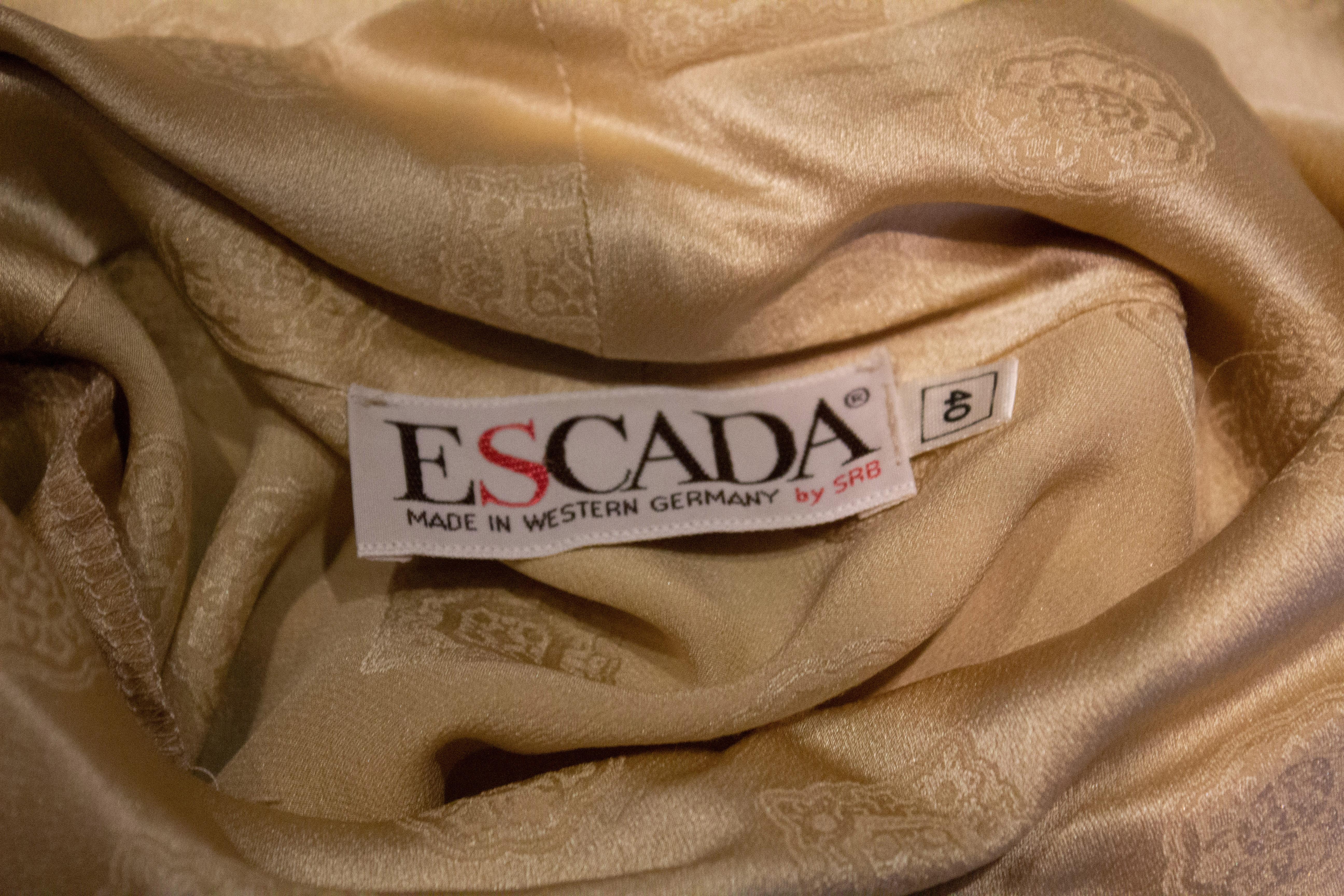Vintage Escada Gold Silk Top In Good Condition For Sale In London, GB