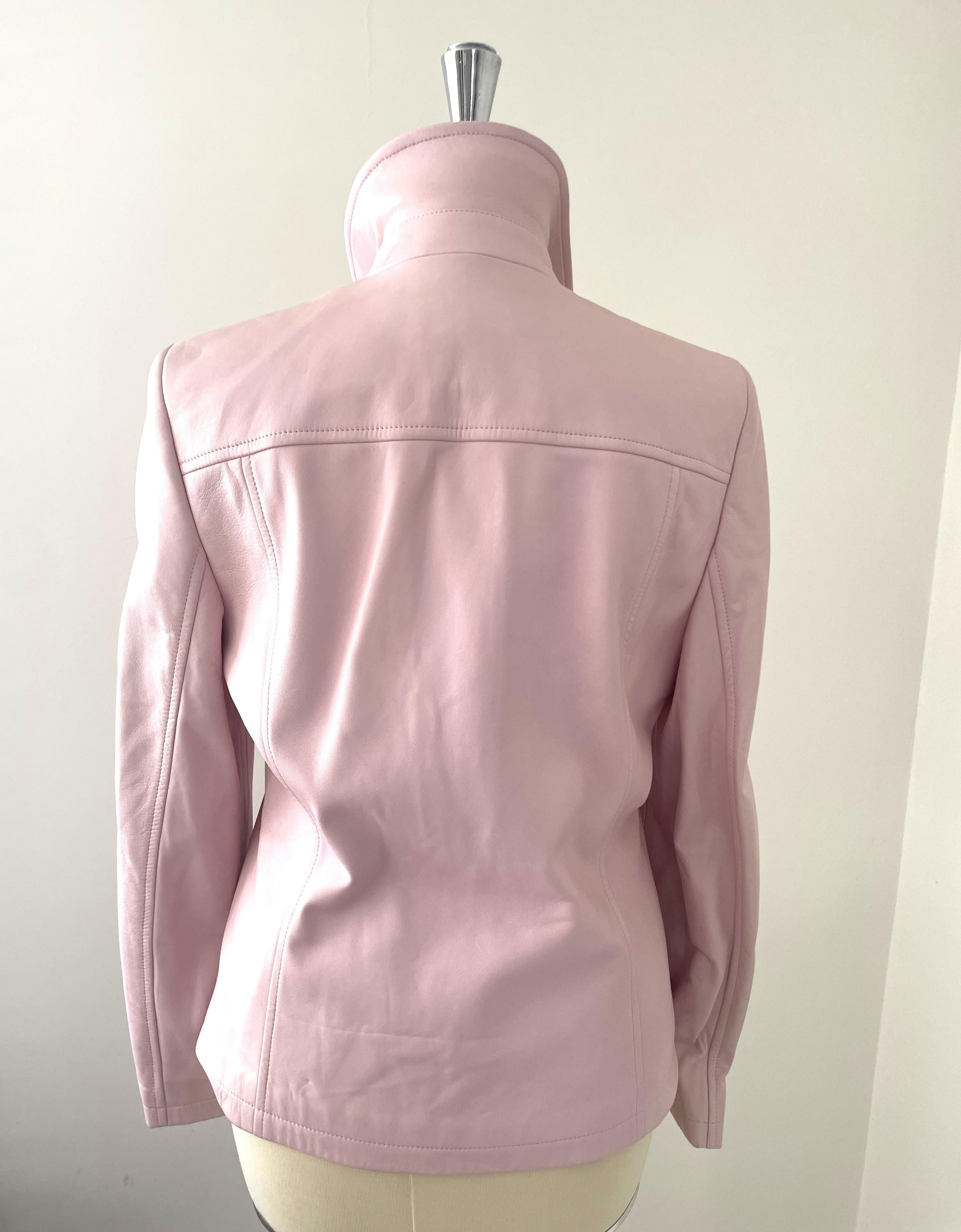 Vintage Escada Leather Jacket Light Pink In Excellent Condition For Sale In 'S-HERTOGENBOSCH, NL