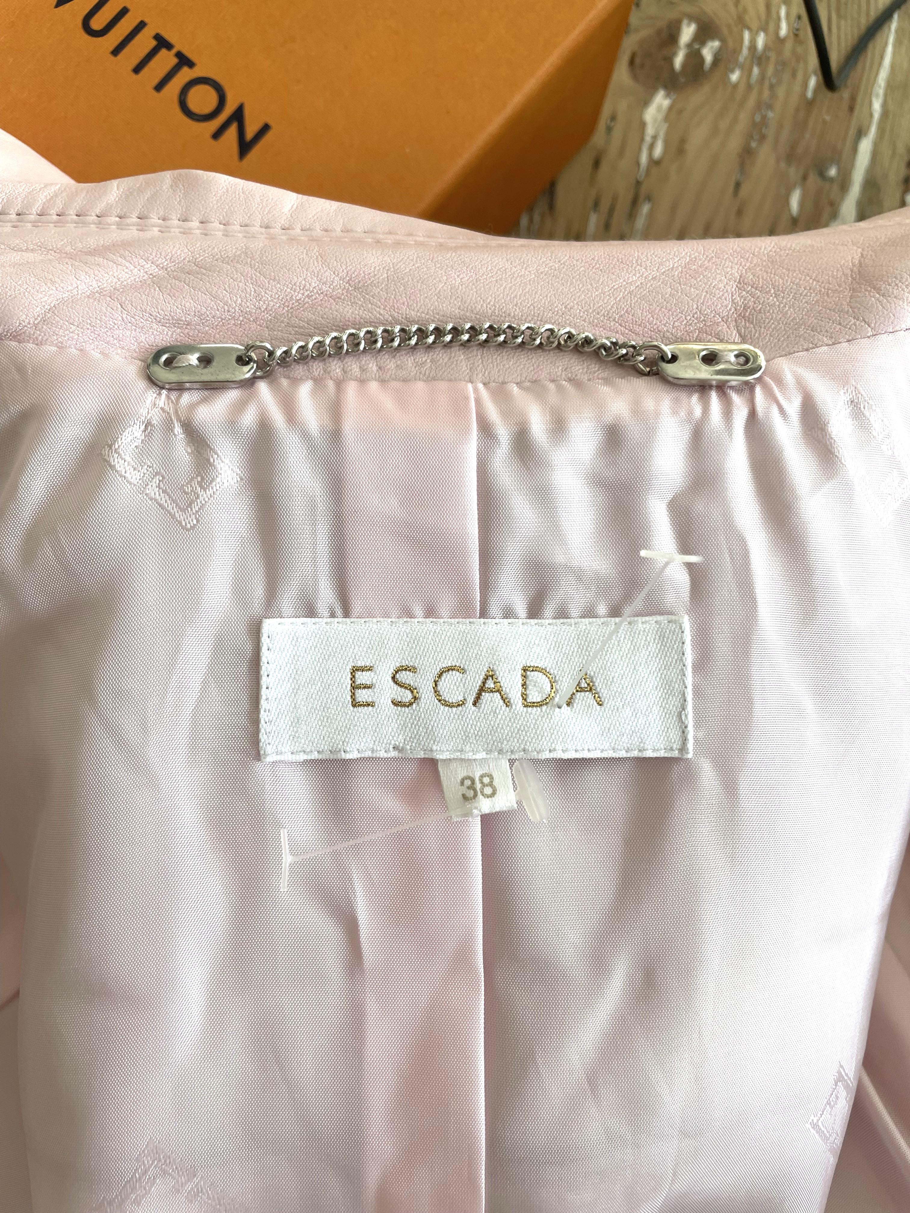 Vintage Escada Leather Jacket Light Pink For Sale 1