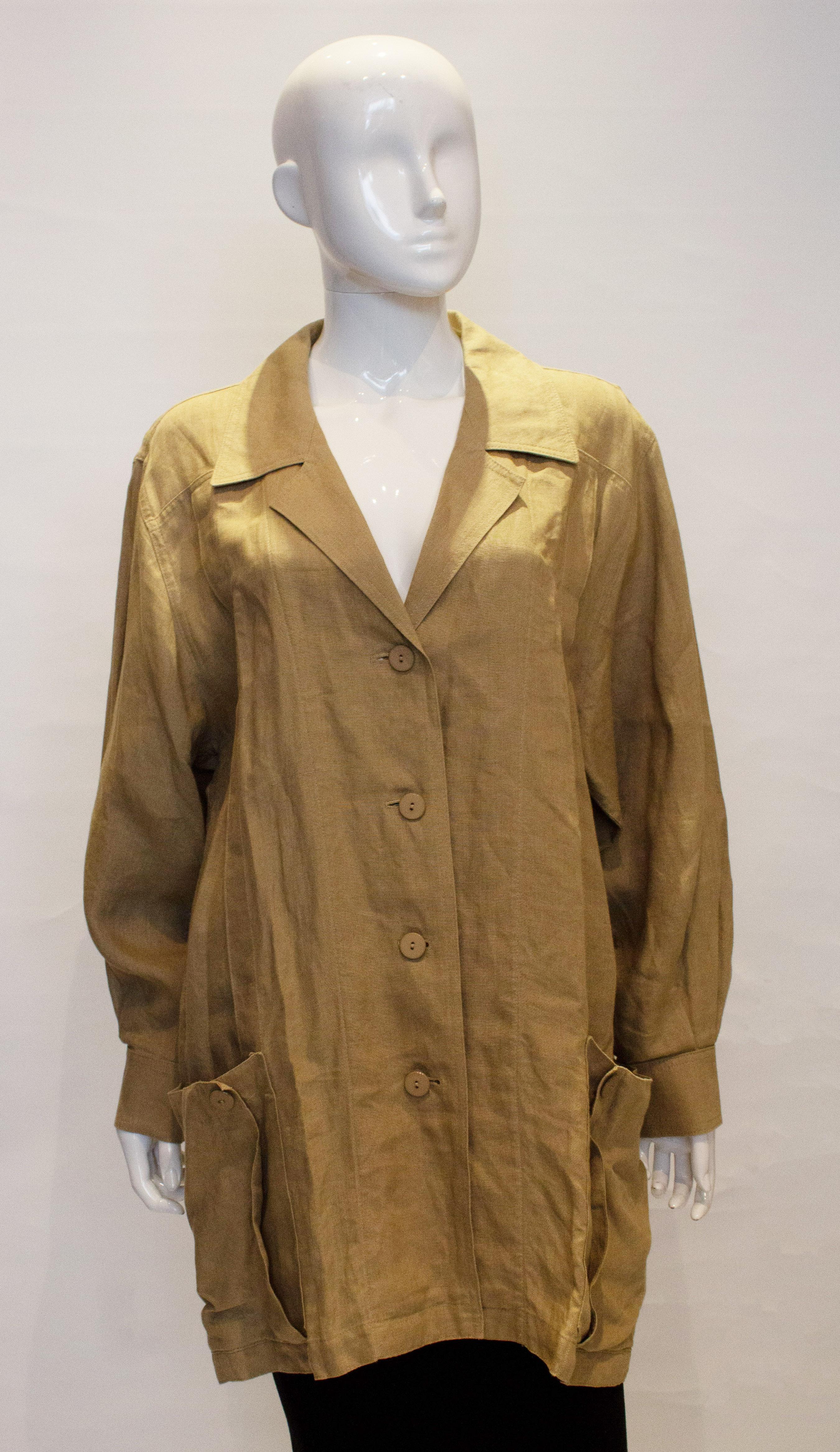 Vintage Escada Linen Overshirt /Jacket For Sale 1