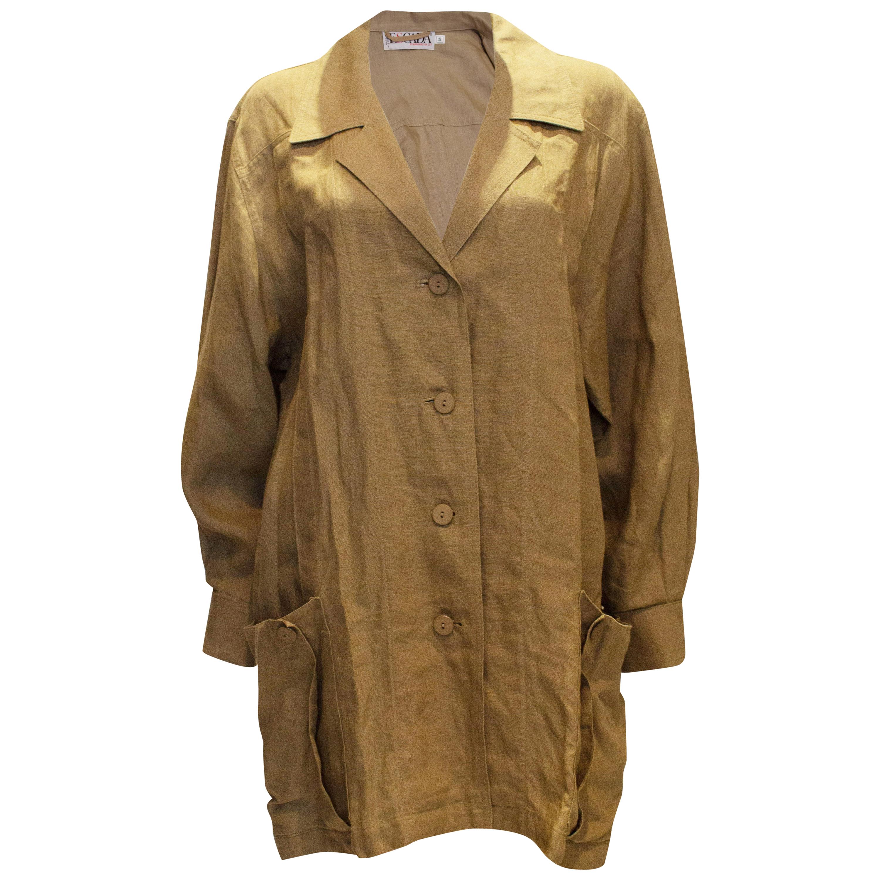 Vintage Escada Linen Overshirt /Jacket For Sale