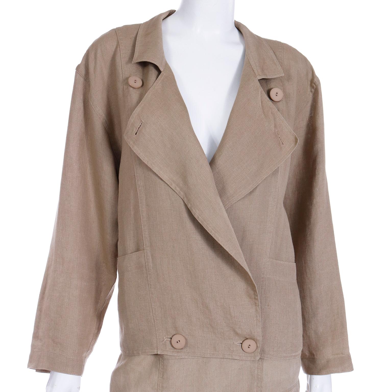 Vintage Escada Margaretha Ley 1980s Linen Jacket & Skirt Suit For Sale 1