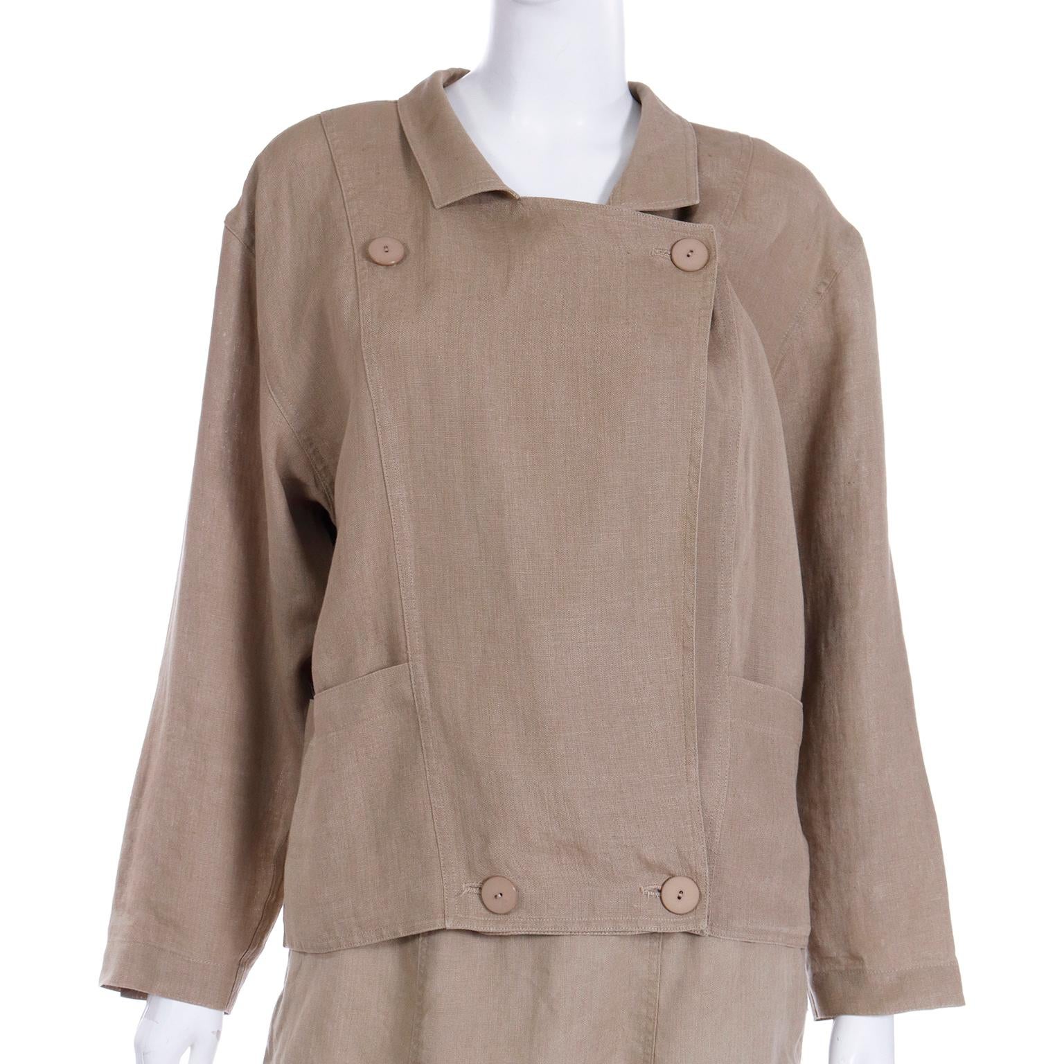 Vintage Escada Margaretha Ley 1980s Linen Jacket & Skirt Suit For Sale 2
