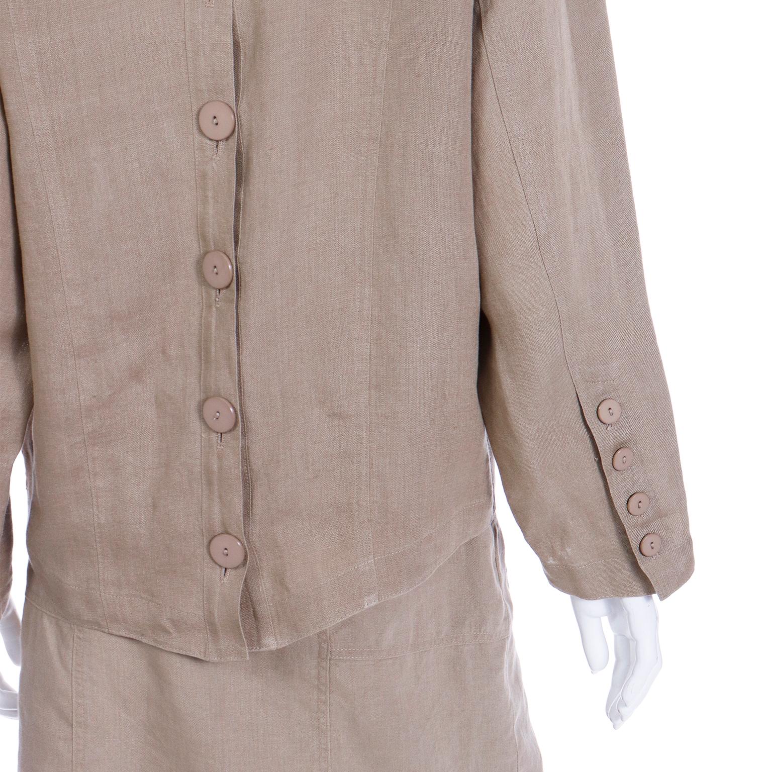 Vintage Escada Margaretha Ley 1980s Linen Jacket & Skirt Suit For Sale 4
