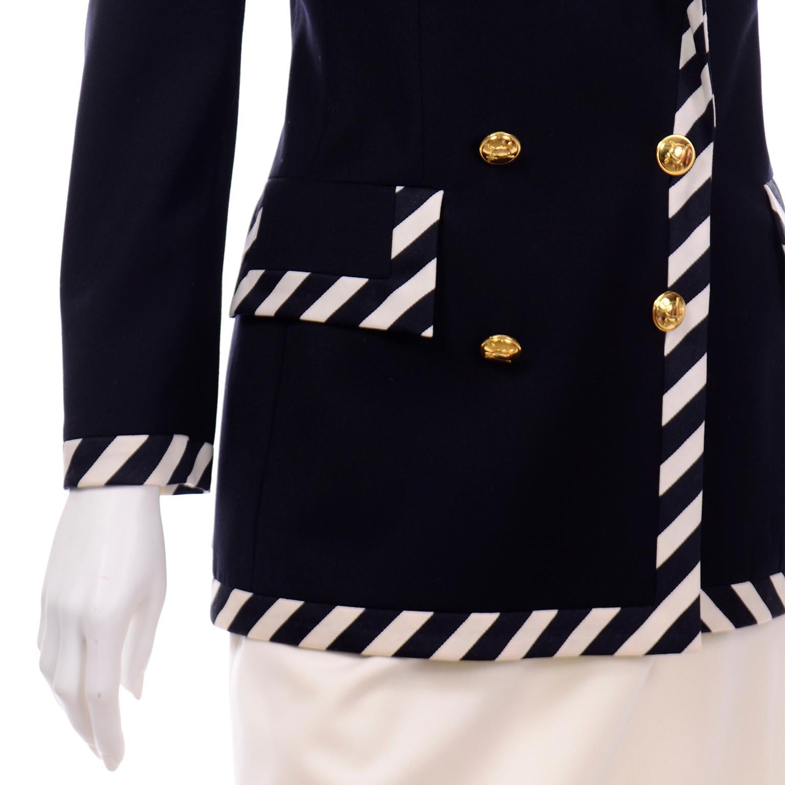Vintage Escada Margaretha Ley Black & White Striped Skirt & Jacket Suit 5