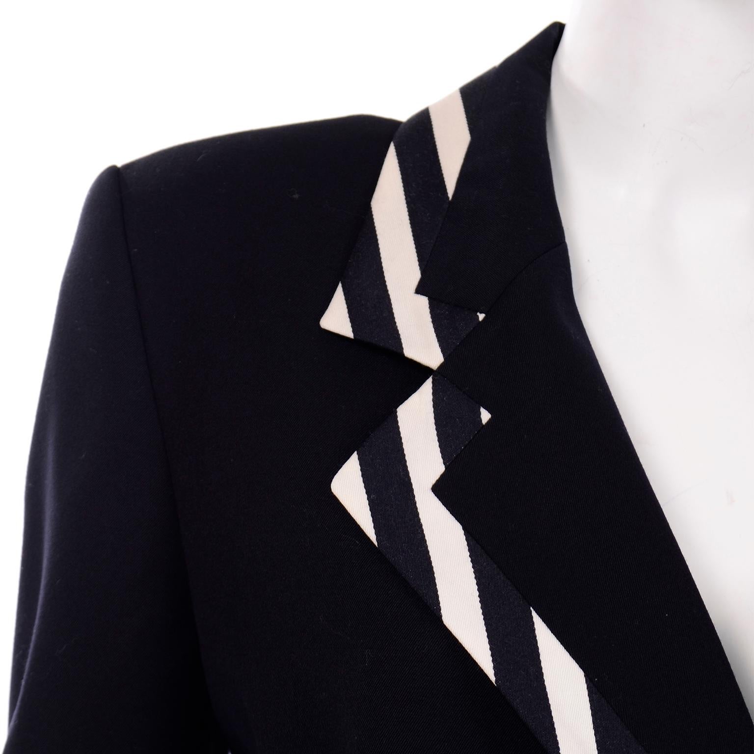 Vintage Escada Margaretha Ley Black & White Striped Skirt & Jacket Suit 4