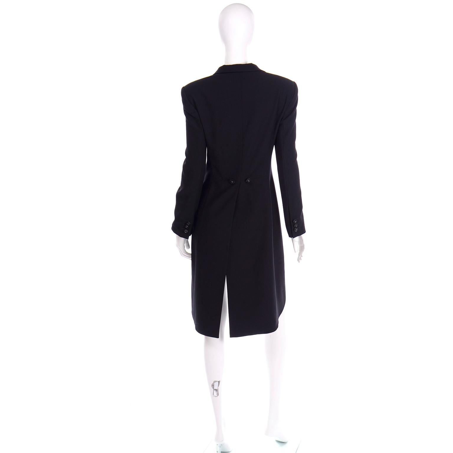 Women's Vintage Escada Margaretha Ley Black Wool Cutaway Tuxedo Coat Jacket