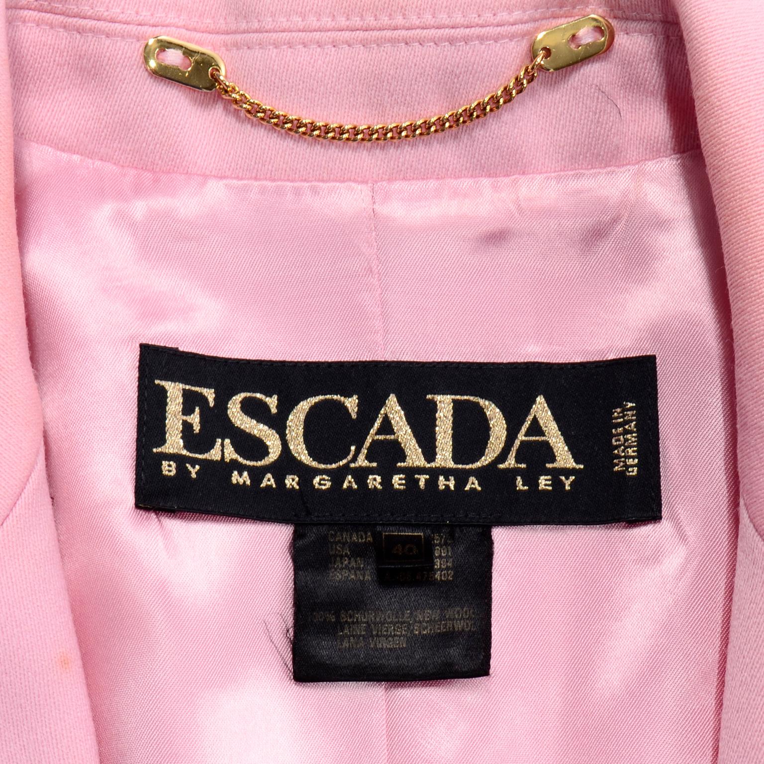 Vintage Escada Margaretha Ley Pink Longline Blazer Jacket 5