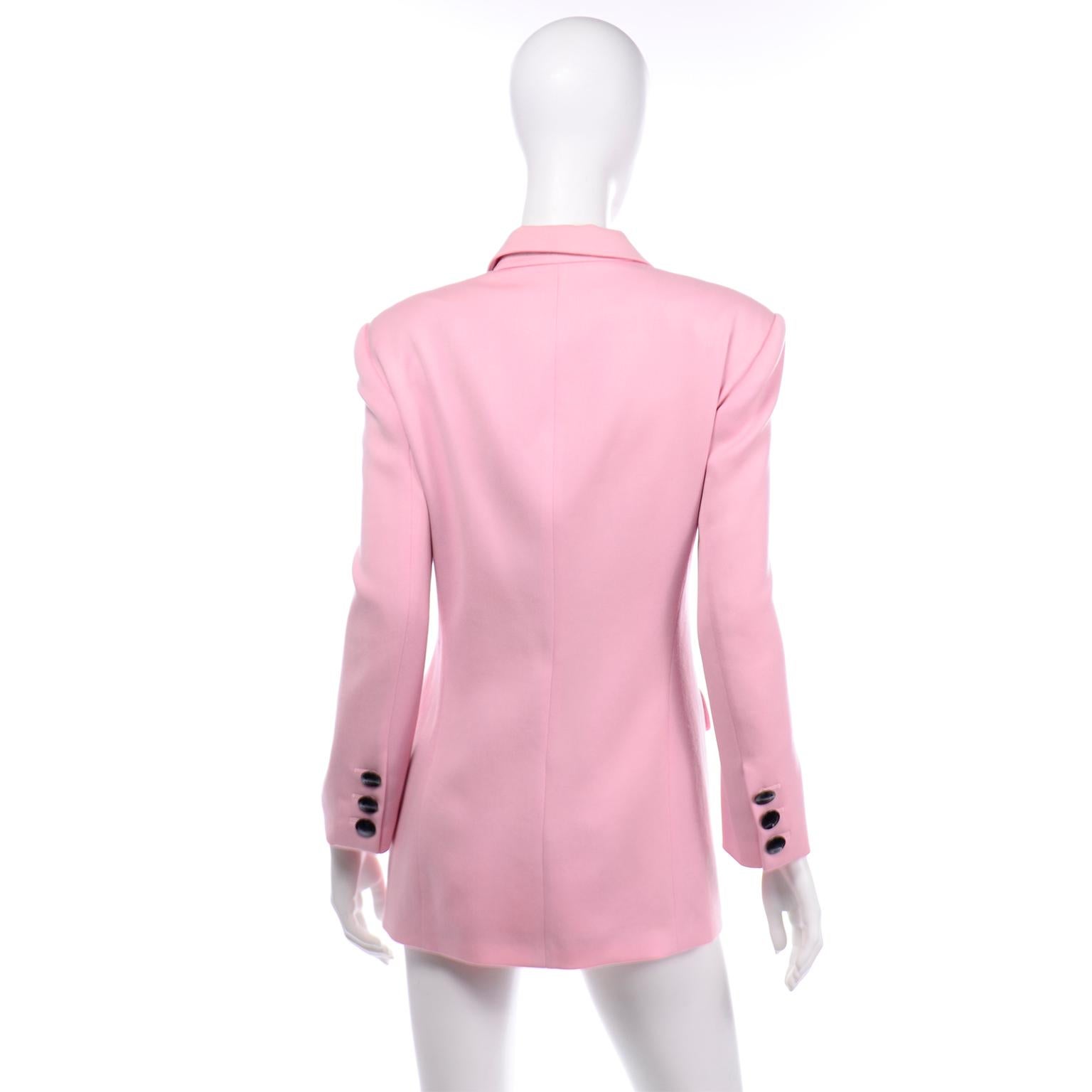 Vintage Escada Margaretha Ley Pink Longline Blazer Jacket In Excellent Condition In Portland, OR