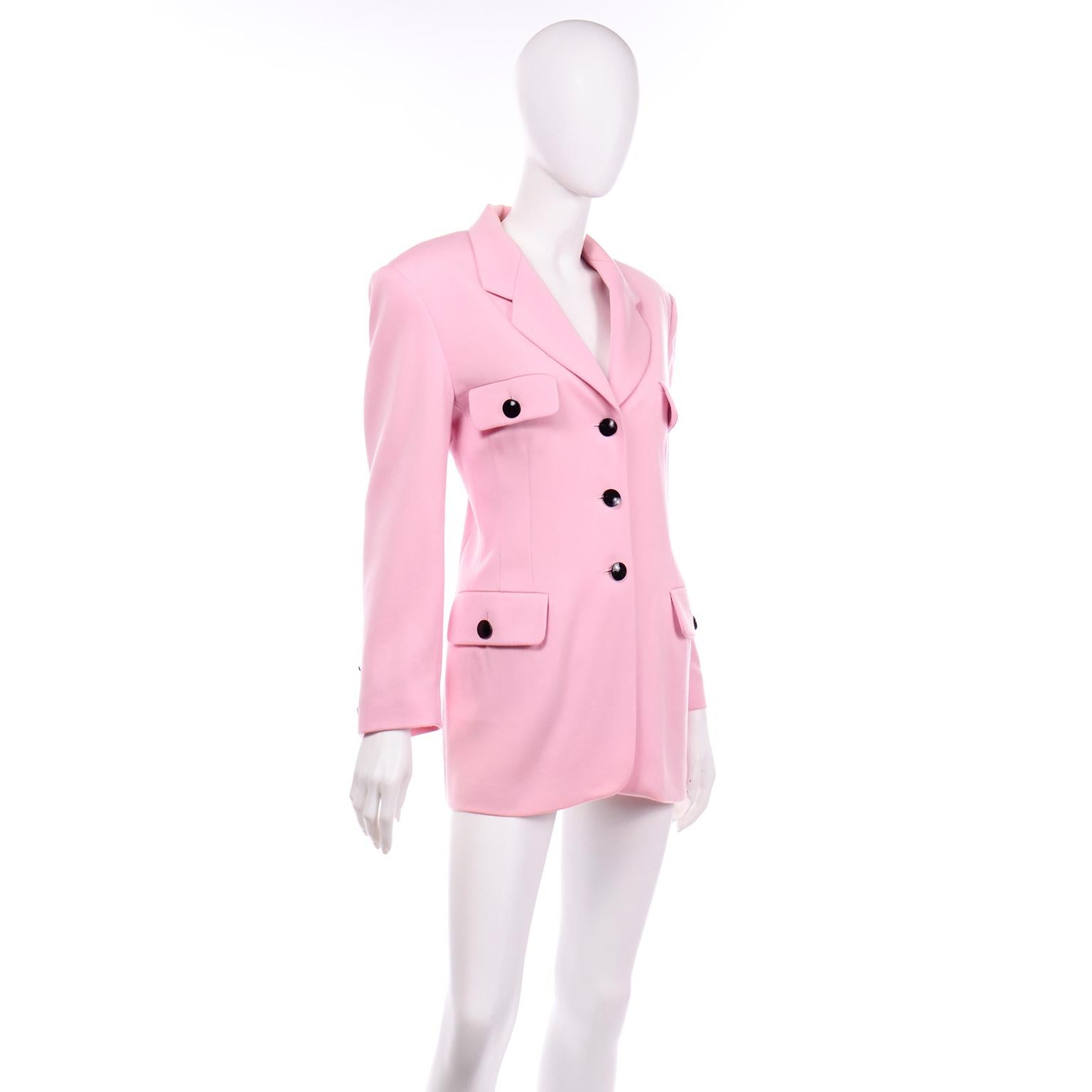 Women's Vintage Escada Margaretha Ley Pink Longline Blazer Jacket