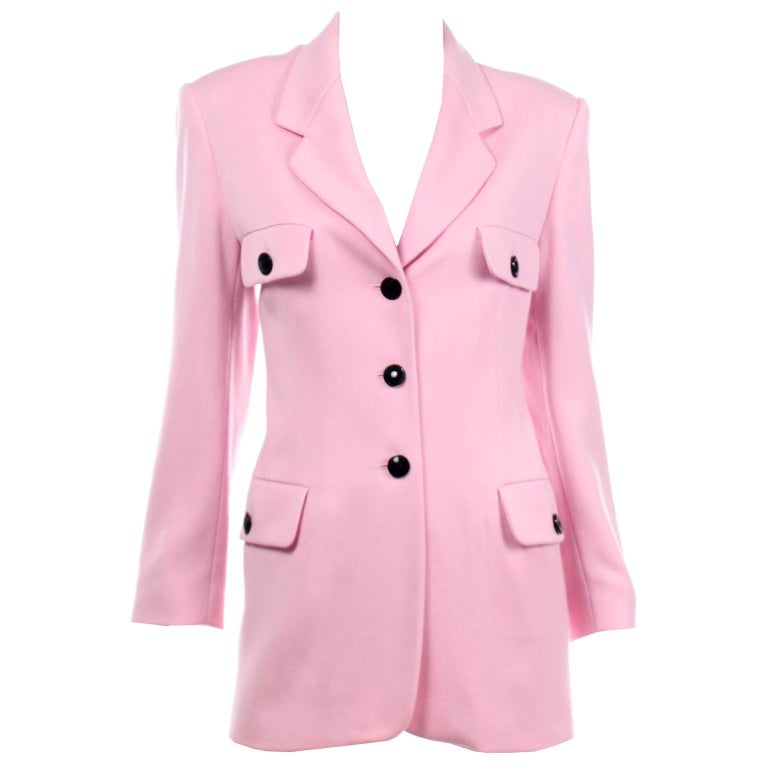 Vintage Escada Margaretha Ley Pink Longline Blazer Jacket at 1stDibs